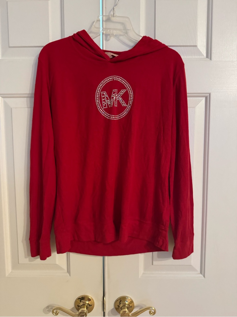 Michael Kors Women’s Red Hoodie with Rhinestone MK Emblem